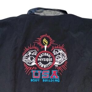 National Physique Committee Embroidery Design Loose Blouson Jacket Blk Large (E)